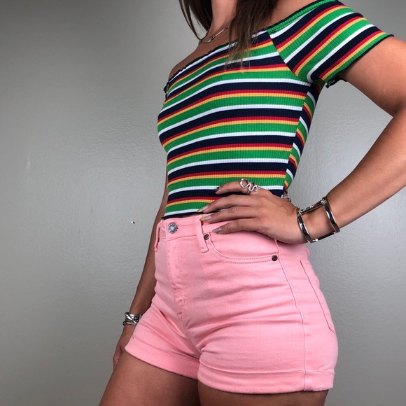 Off the shoulder striped top medium fits small - Picture 4 of 4